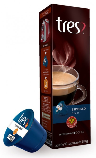 CAPSULA TRES 8G ESPRESSO DESCAFEIN C/10