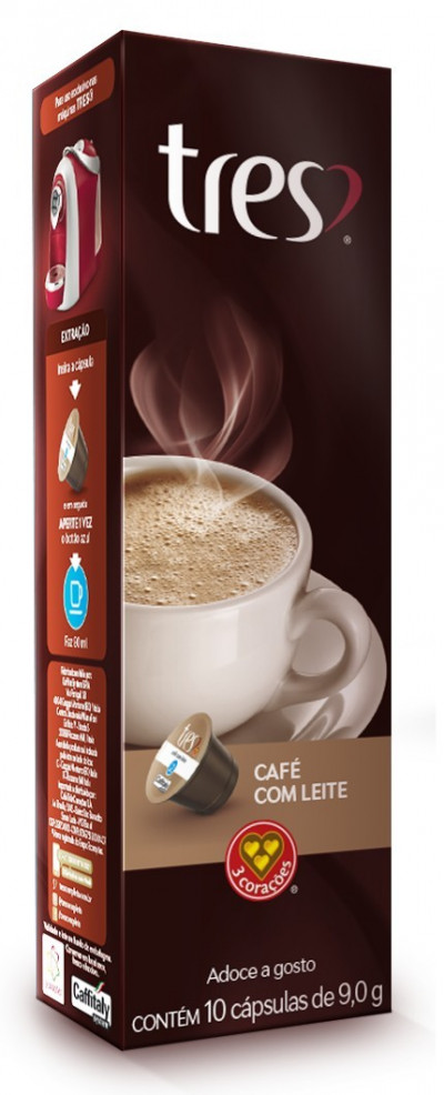 CAPSULA TRES 9G CAFE C/LEITE C/10