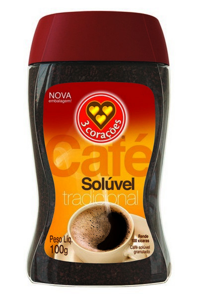 CAFE SOLUVEL 3 CORACOES 100G VIDRO 