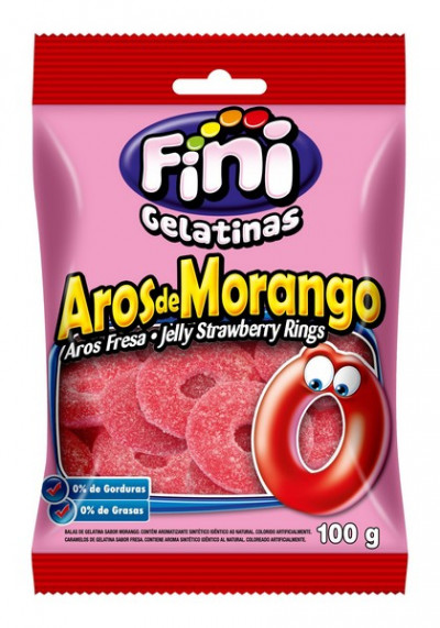 BALA GEL FINI 100G AROS MORANGO