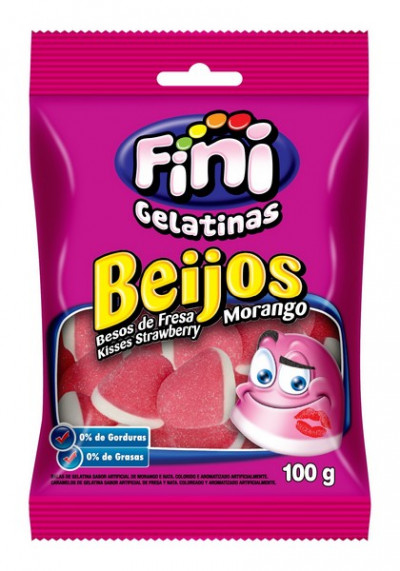 BALA GEL FINI 100G BEIJO MORANGO