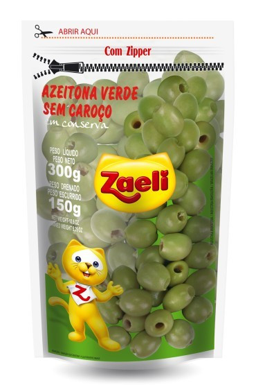 AZEITONA VERDE ZAELI 150G S/CAROCO POUCH