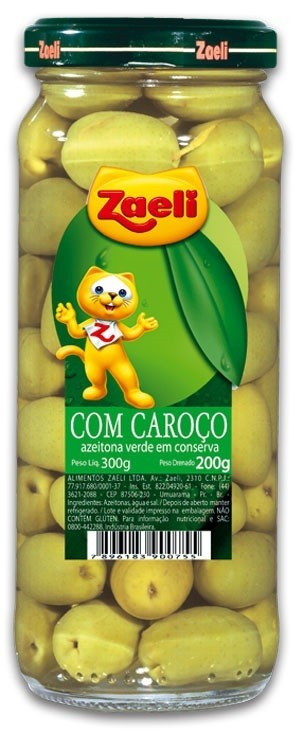 AZEITONA VERDE ZAELI 200G C/ CAROÇO