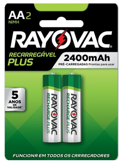 PILHA RECAR RAYOVAC AA PLUS C/2 