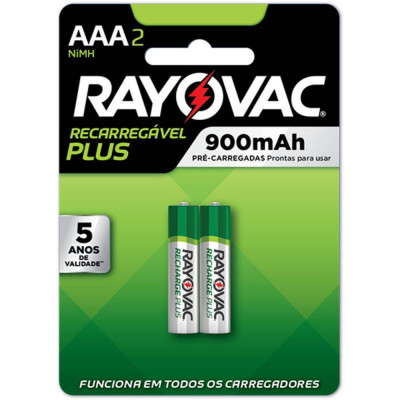PILHA RECAR RAYOVAC AAA PLUS C/2 