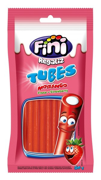 REGALIZ FINI 80G TUBES MORANGO