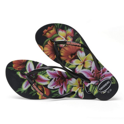 HAV SLIM FLORAL 1069 PRETO/PRETO 35/36